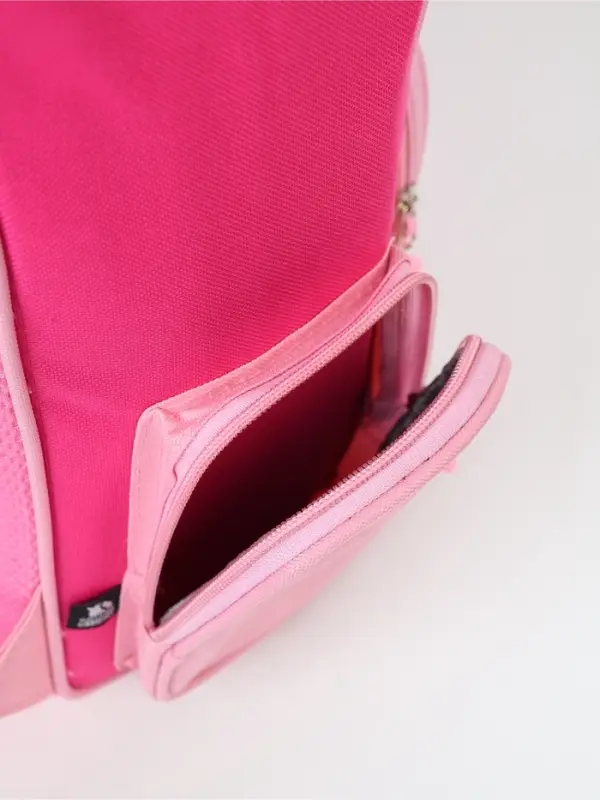 Ранец с эргономичной спинкой квадратный с доп. элементами "Мишка"