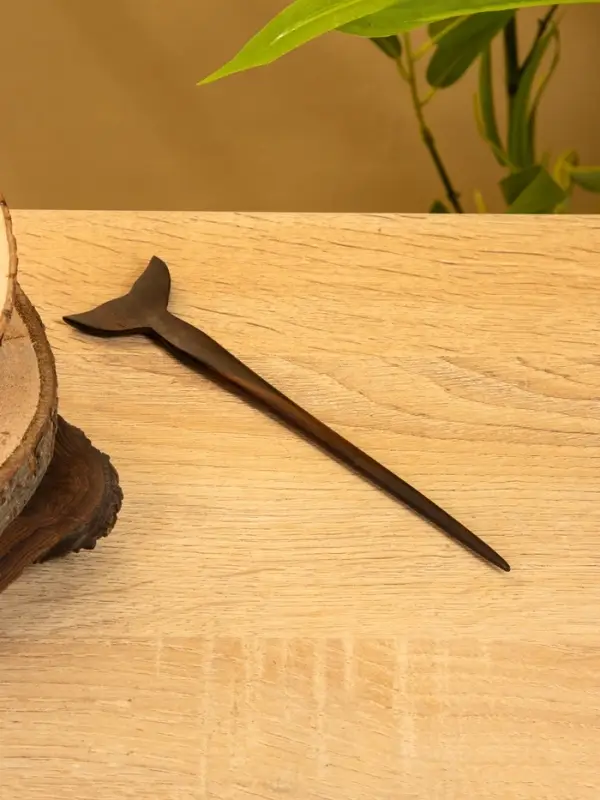 Заколка для волос фигурная, дерево Соно, 18х3 см, цв. тёмно-коричневый