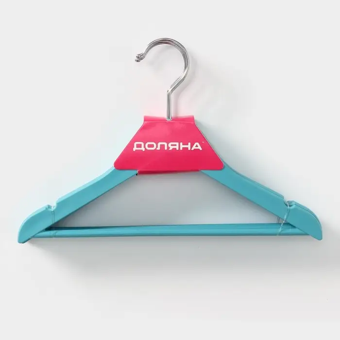 Плечики - вешалки с перекладиной Доляна, 30×20 см, 5 шт, голубые Плечики - вешалки с перекладиной Доляна, 30×20 см, 5 шт, голубые