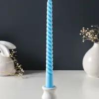 Набор свечей витых 25 см, 3 шт., 57 г, 5 ч, пастельно-голубой