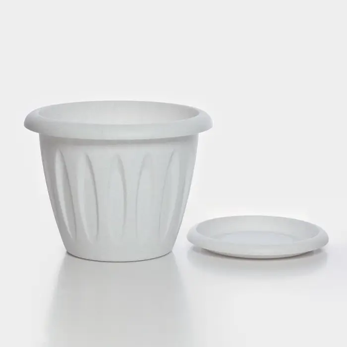 Горшок для цветов &laquo;Фелиция&raquo;, 3.6 л, d=22.5 см, h=17.2 см, пластиковый, с поддоном, цвет мраморный