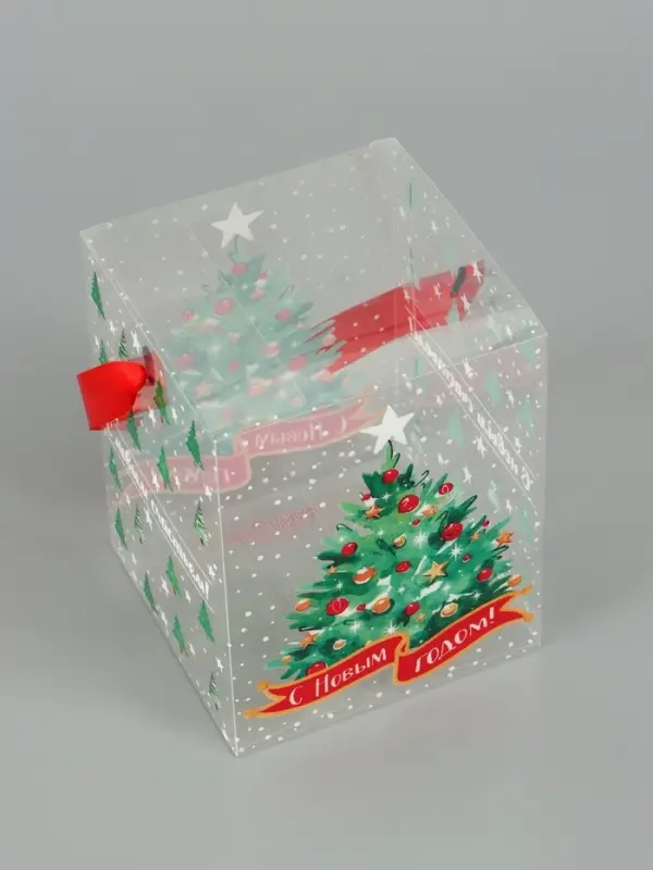 Коробка подарочная, складная из PVC &laquo;Новогодняя елочка&raquo;, 12&times;15&times;12 см