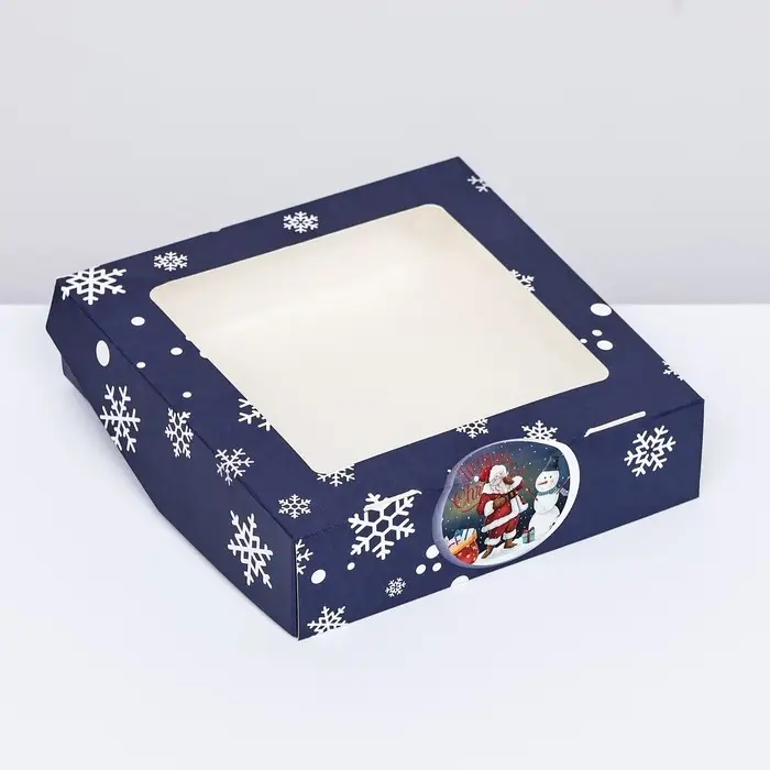 Коробка подарочная новогодняя складная с окном «Метель», 15×15×4 см Коробка подарочная новогодняя складная с окном «Метель», 15×15×4 см