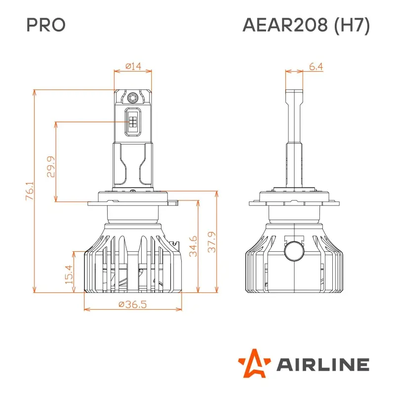 Лампа светодиод. H7 PRO, 50Вт, 9200Лм (4600Лм x 2), 3000К, 12/24В, кмпл. 2 шт.