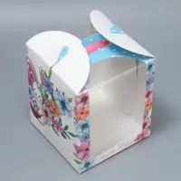 Коробка под маленький торт, кондитерская упаковка, &laquo;Светлой Пасхи!&raquo;, 15&times;15&times;18 см