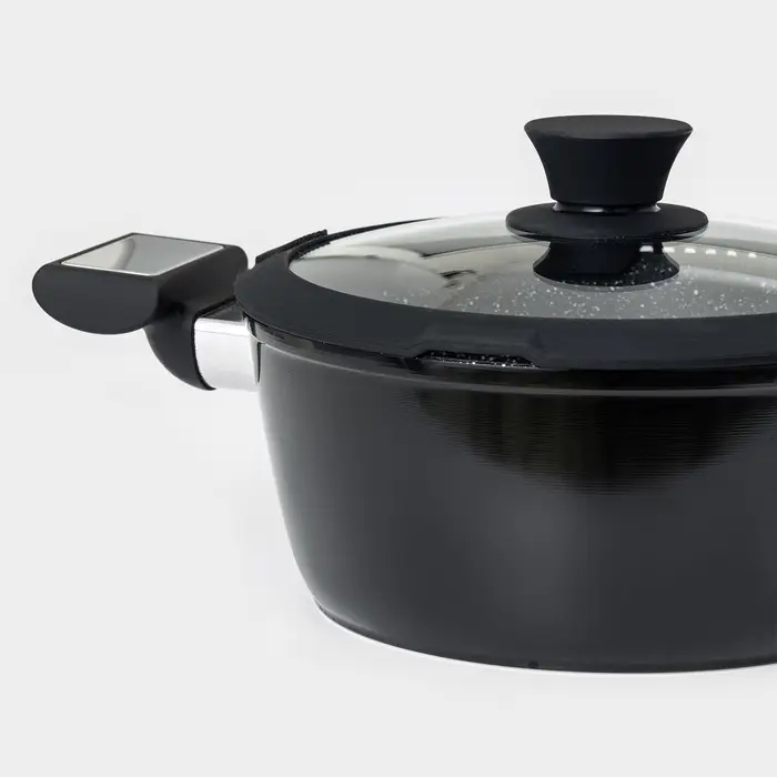 Крышка Magistro, d=20 см, со сливом, с силиконовым ободком и ручкой, жаропрочное стекло