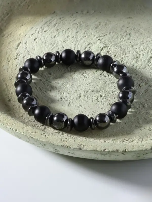 Браслет из бусин &laquo;Шунгит и Гематит&raquo;, d=5.5 см, чёрный