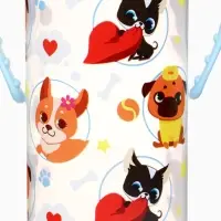 Бутылочка для кормления M&B &laquo;ТРЕНД. Песики&raquo;, классическое горло, с ручками, от 3 мес., 250 мл., цилиндр, голубой