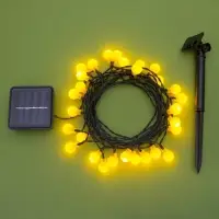 Гирлянда &laquo;Нить&raquo;, 4.5 м, уличная, с насадками &laquo;Шарик&raquo;, IP44, 30 LED, 2 режима, солнечная батарея, тёмная нить, свечение жёлтое
