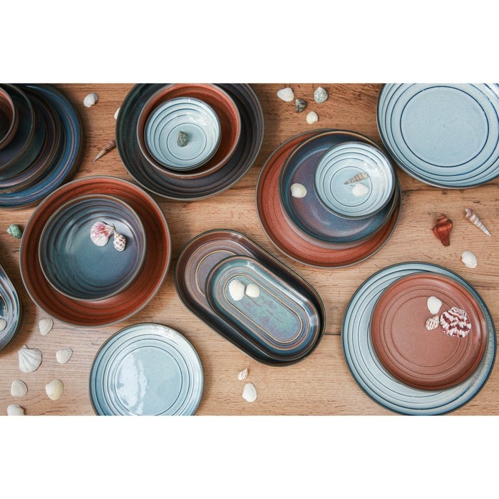 Тарелка фарфоровая обеденная Magistro Garland, d=22,5 см, цвет синий Тарелка фарфоровая обеденная Magistro Garland, d=22,5 см, цвет синий