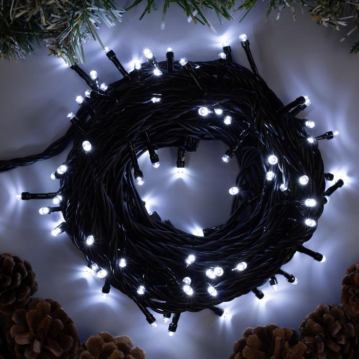 Гирлянда «Нить» 10 м, IP44, УМС, тёмная нить, 100 LED, свечение белое, 220 В Гирлянда «Нить» 10 м, IP44, УМС, тёмная нить, 100 LED, свечение белое, 220 В