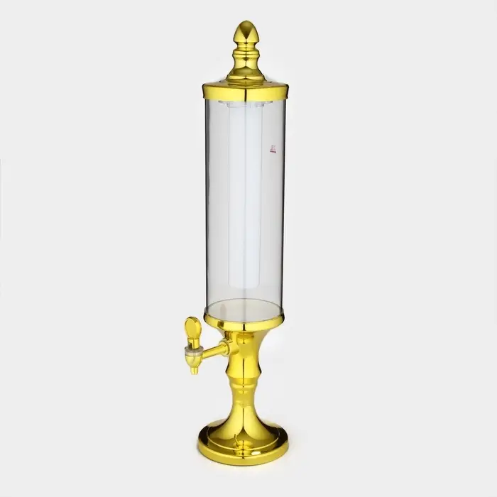 Башня пивная &laquo;Петронас&raquo;, 3 л, колба для льда, подсветка, 2 батарейки AG3, пластик, золотистая