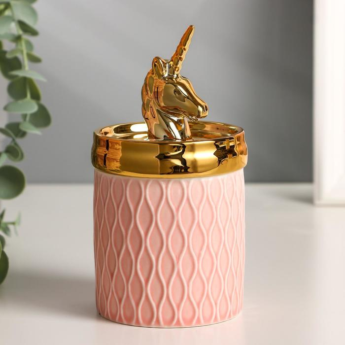 Шкатулка керамика Шкатулка керамика "Золотой единорожек" 14,5х7,5х7,5 см