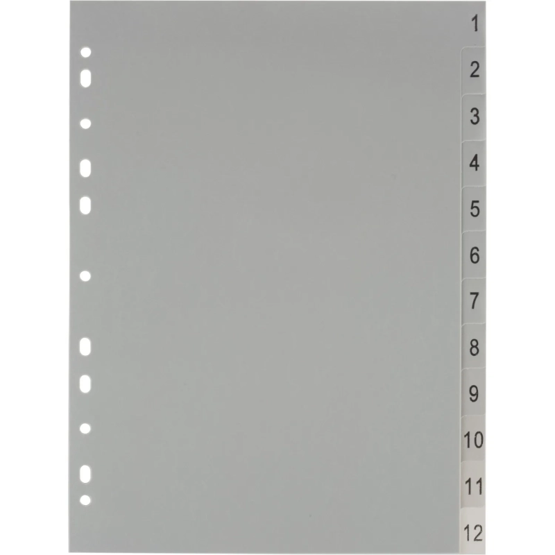 Разделитель листов из сер.пласт. с индексами Attache, А4, цифровой 1-12