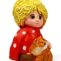 Садовая фигура из полистоуна &laquo;Домовой с котом&raquo;, 39&times;26&times;28 см