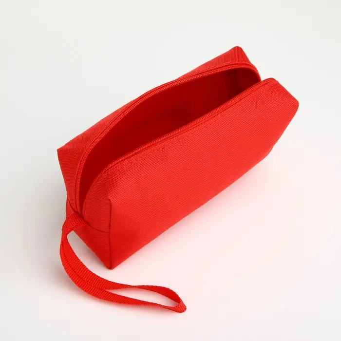 Косметичка дорожная на молнии, маленькая, с ручкой, красная