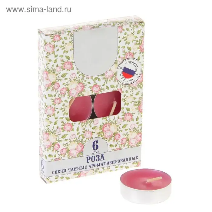 Набор свечей ароматических чайных &laquo;Роза&raquo;, 6 шт.