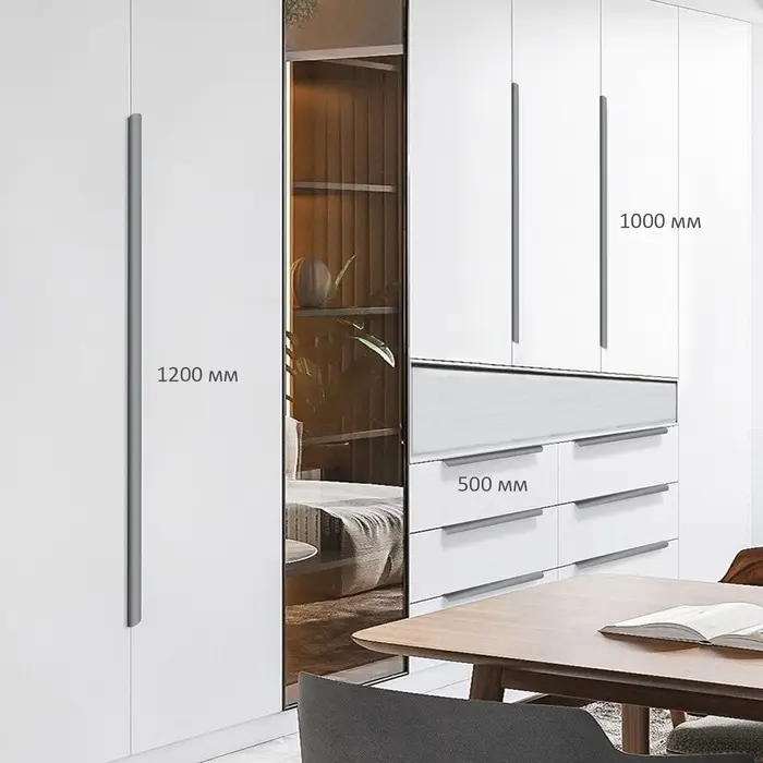 Ручка профильная мебельная торцевая CAPPIO RT002, L=1000 мм, м/о 960 мм, серая