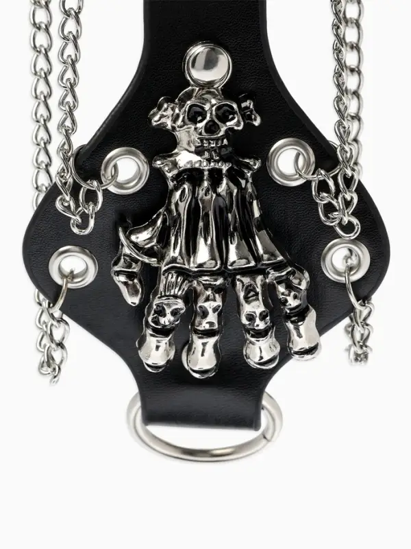 Браслет кожаный унисекс &laquo;Слейв. Скелет&raquo;, L=21.5 см, чёрный с серебром