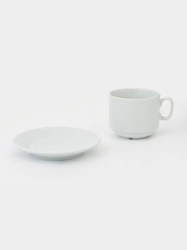 Чайная пара &laquo;Бельё&raquo;, 2 предмета: чашка 280 мл, блюдце, фарфор, белая