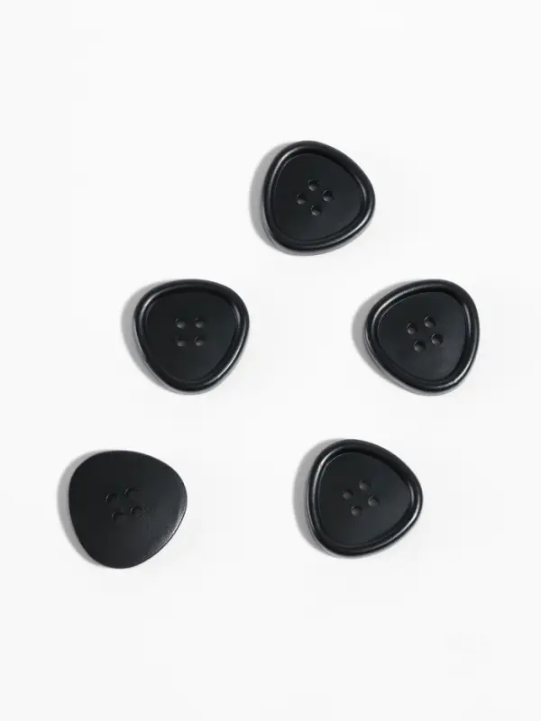 Набор пластиковых пуговиц, 4 прокола, d=25 мм, 5 шт., чёрный