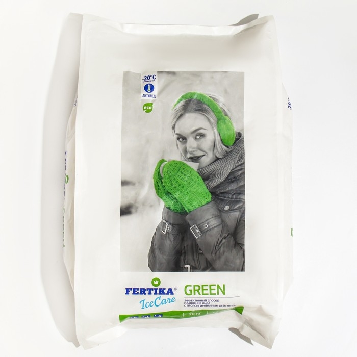 Противогололёдный реагент Fertika IceCare Green, -20С    20 кг Противогололёдный реагент Fertika IceCare Green, -20С    20 кг