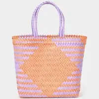 Сумка плетёная, 30&times;10&times;30 см, пластик, сиренево-жёлтая