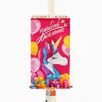 Свеча в торт сюрприз, с открыткой, Минни Маус и Единорог