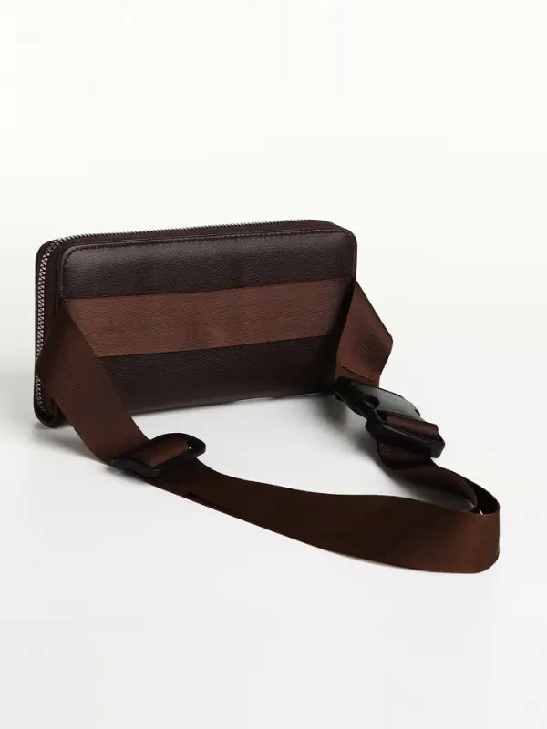 Сумка мужская через плечо TEXTURA, портмоне - клатч, на молнии, коричневая