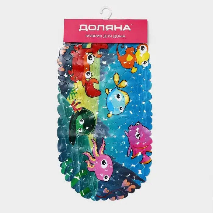 Коврик противоскользящий в ванну Доляна &laquo;Яркие рыбы&raquo;, на присосках, 35&times;68 см