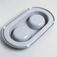 Миска двойная для животных &laquo;Мур-мяу&raquo;, 300 мл, на подставке, пластик, серая