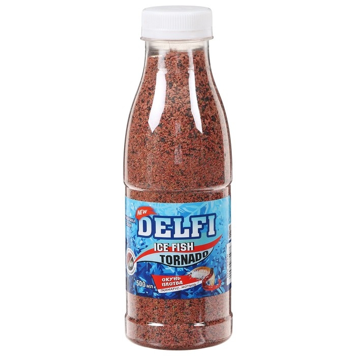 Прикормка зимняя Delfi Ice Fish Tornado, окунь/плотва, гаммарус/мотыль, красная, 500 мл Прикормка зимняя Delfi Ice Fish Tornado, окунь/плотва, гаммарус/мотыль, красная, 500 мл
