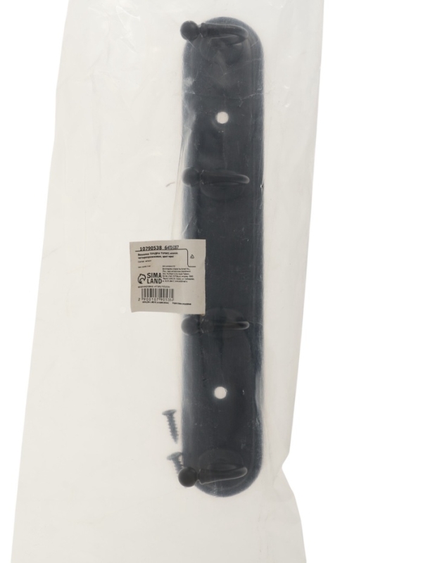 Вешалка ТУНДРА TVF003, металлическая, четырехрожковая, цвет черный