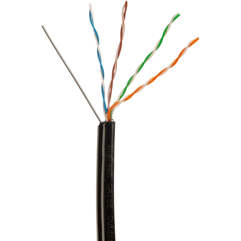 Кабель BigTech BT-CECR-008 медьUTP 4пары кат.5e AWG24 PE Outd.трос 305м чер