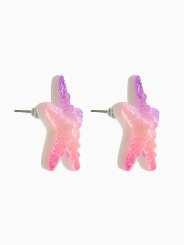 Серьги пластик "Морская звезда", цвет розово-фиолетовый