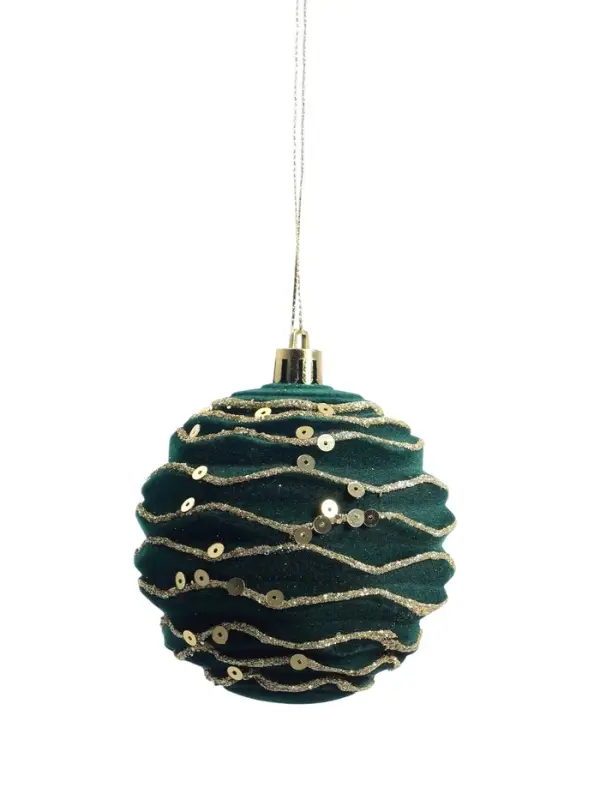Ёлочные шары новогодние «Бархат. Фестиваль», набор 9 шт., d=8 см, геометрия, зелёный