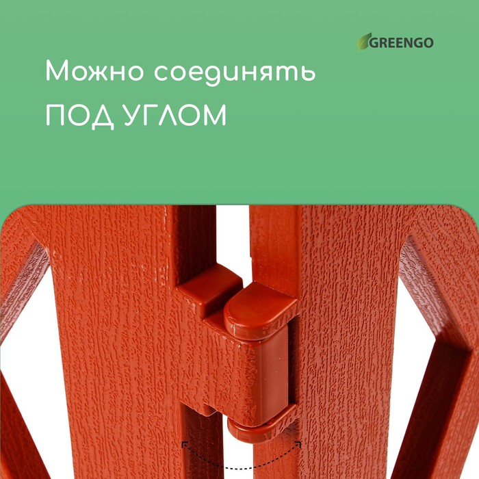 Ограждение декоративное, 35 × 232 см, 4 секции, пластик, терракотовое, MODERN, Greengo Ограждение декоративное, 35 × 232 см, 4 секции, пластик, терракотовое, MODERN, Greengo