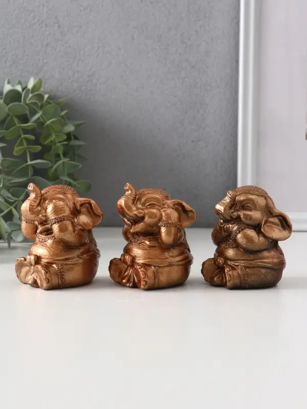 Набор «Слон ничего не вижу, не слышу, не говорю», 3 шт., бронза, 7 см