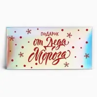 Конверт для денег «Подарок от Деда Мороза», голография, 16.5 х 8 см