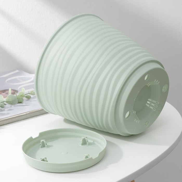 Горшок для цветов с поддоном Saffron, 2,6 л, d=17,6 см, h=16,2 см, цвет светло-зелёный Горшок для цветов с поддоном Saffron, 2,6 л, d=17,6 см, h=16,2 см, цвет светло-зелёный