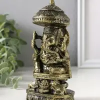 Сувенир полистоун "Ганеша с крысами" бронза 5,3х8х15,5 см