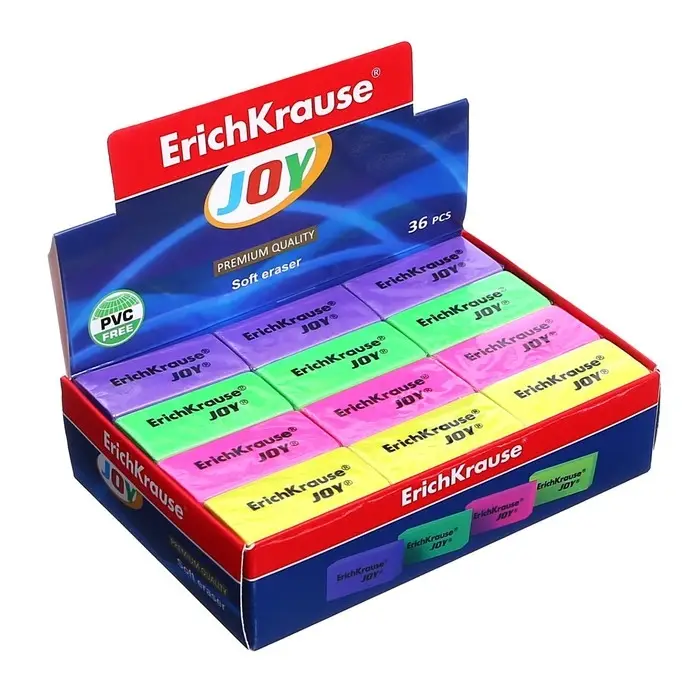 Ластик ErichKrause Joy, 50 х 22 х 12 мм, мягкий, гипоаллергенный, МИКС Ластик ErichKrause Joy, 50 х 22 х 12 мм, мягкий, гипоаллергенный, МИКС