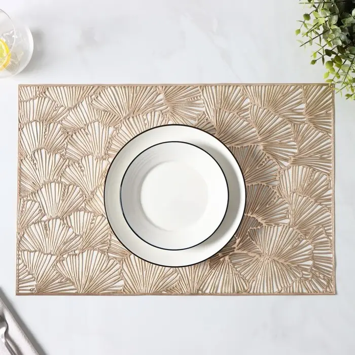 Салфетки сервировочные на стол Доляна &laquo;Веер&raquo;, 4 шт., 30&times;45 см, золотые