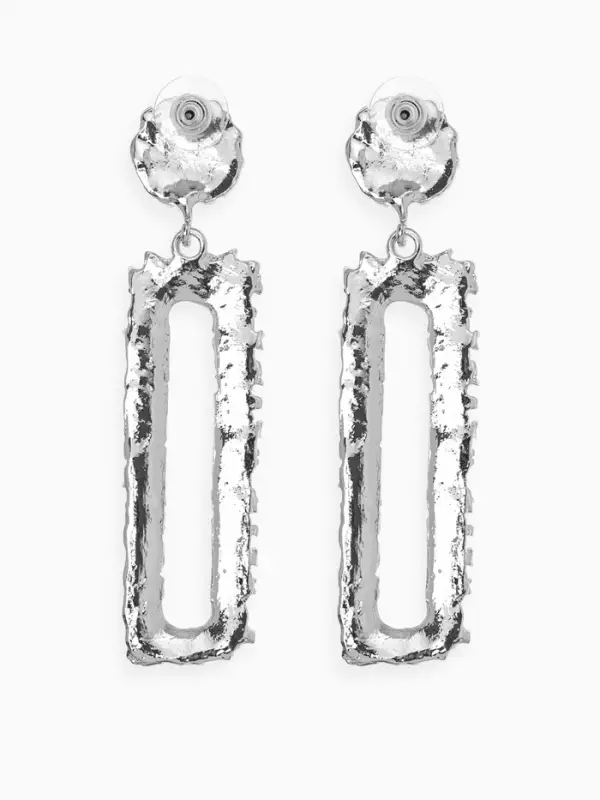 Серьги металл &laquo;Карибы&raquo;, длинный прямоугольник, цвет серебро