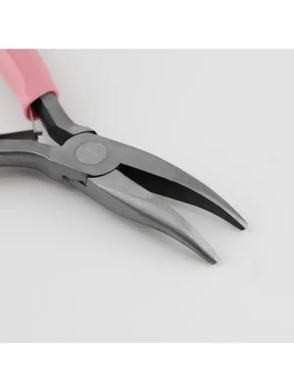 Тонкогубцы изогнутые, для рукоделия, 13&times;6.5 см, цвет серебряный/розовый