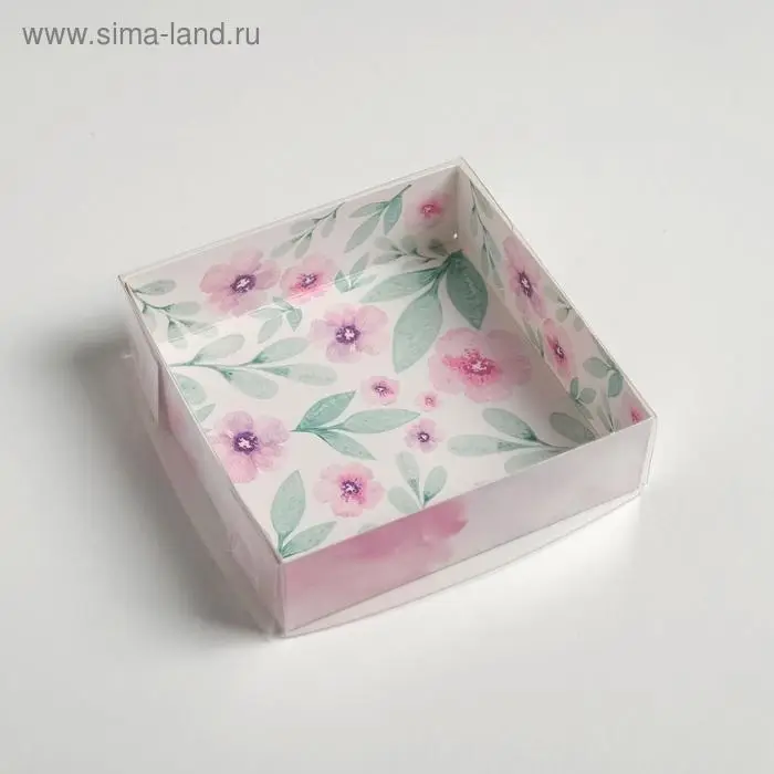 Кондитерская упаковка, коробка для макарун с пластиковой крышкой, «Весенний подарок», 12 х 12 х 3.5 см Кондитерская упаковка, коробка для макарун с пластиковой крышкой, «Весенний подарок», 12 х 12 х 3.5 см
