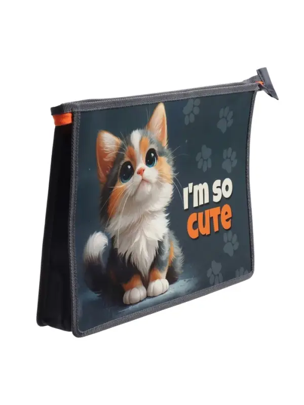 Папка для тетрадей А4 &laquo;Котенок&raquo;, молния сверху, ламинированный картон