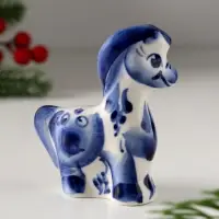 Сувенир Конь с гривой, 8х7,5 см, гжель