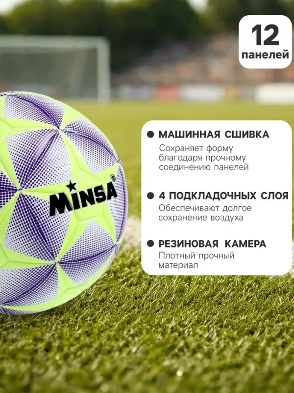 Футбольный мяч MINSA, машинная сшивка, 12 панелей, р. 5, TPE