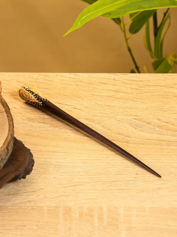 Заколка для волос Заколка для волос "Цветок" дерево Албезия, 17 см, цв. чёрно-розовый